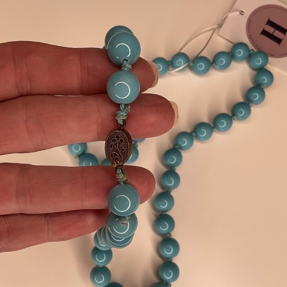 Vintage teal blue glass beads - Picture 10 of 11